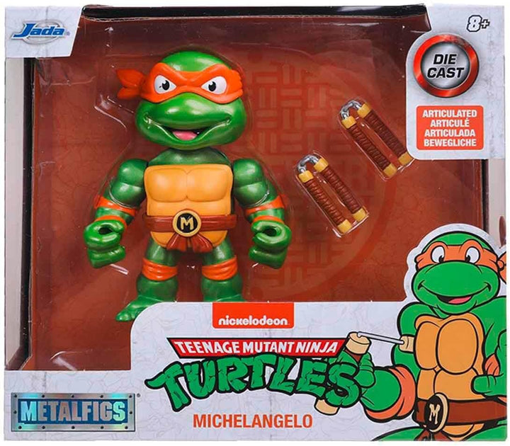 Jada Toys 253283002 Turtles Michelangelo Figur aus Die cast, 10 cm, Sammelfigur, Druckguss, grün/ora