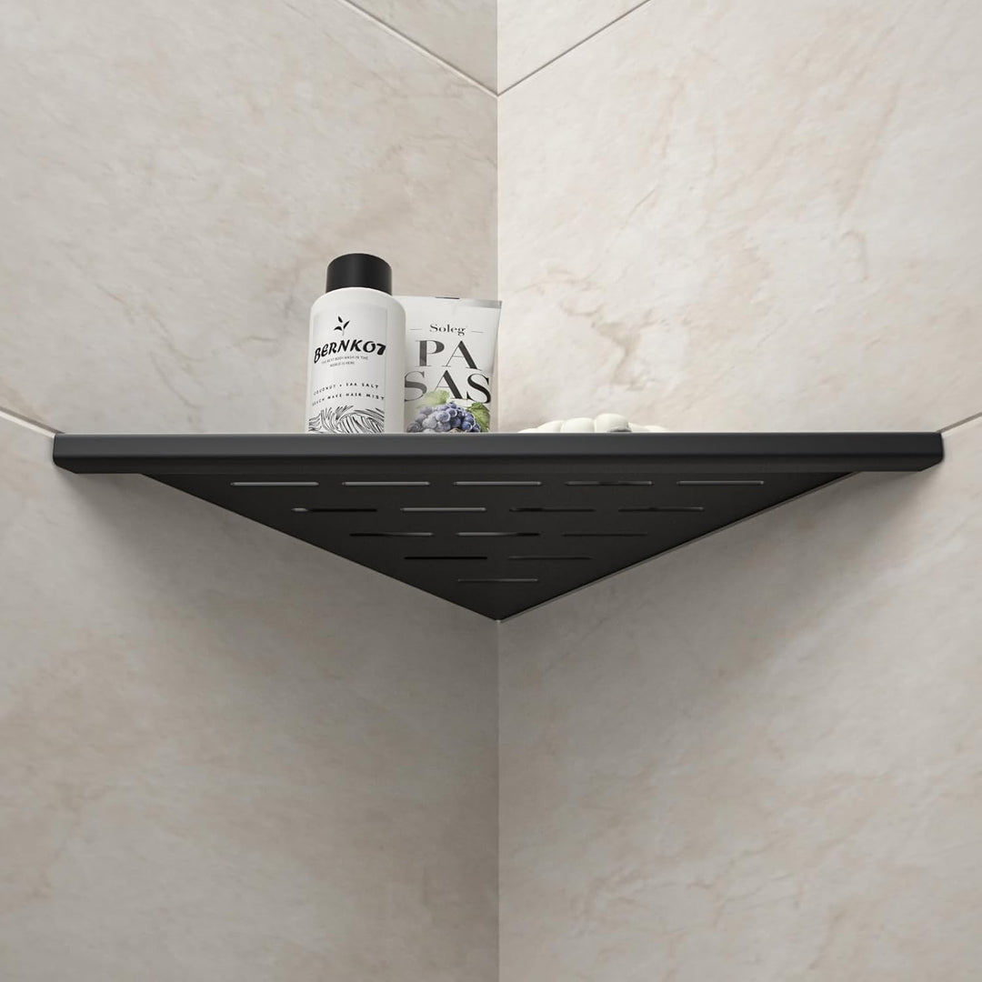 Eck-Duschregal 305mm Mattschwarz, 304 Edelstahl, eingelassenes Eckregal Badezimmer-Duschregal für ge