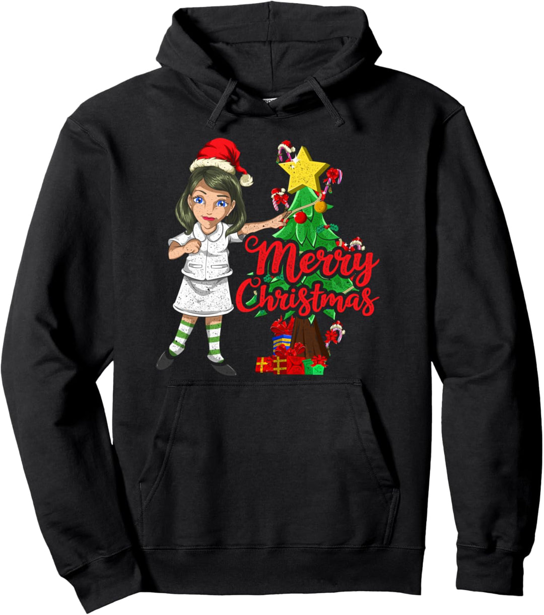 Frauen Pajama Frohe Weihnachten Krankenschwester Pullover Hoodie