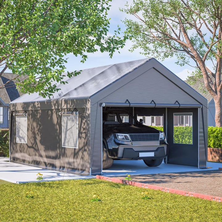 Ball & Cast Zeltgarage, Garagenzelt mit separaten Rolltoren an den Seiten | Praktische motorrad gara