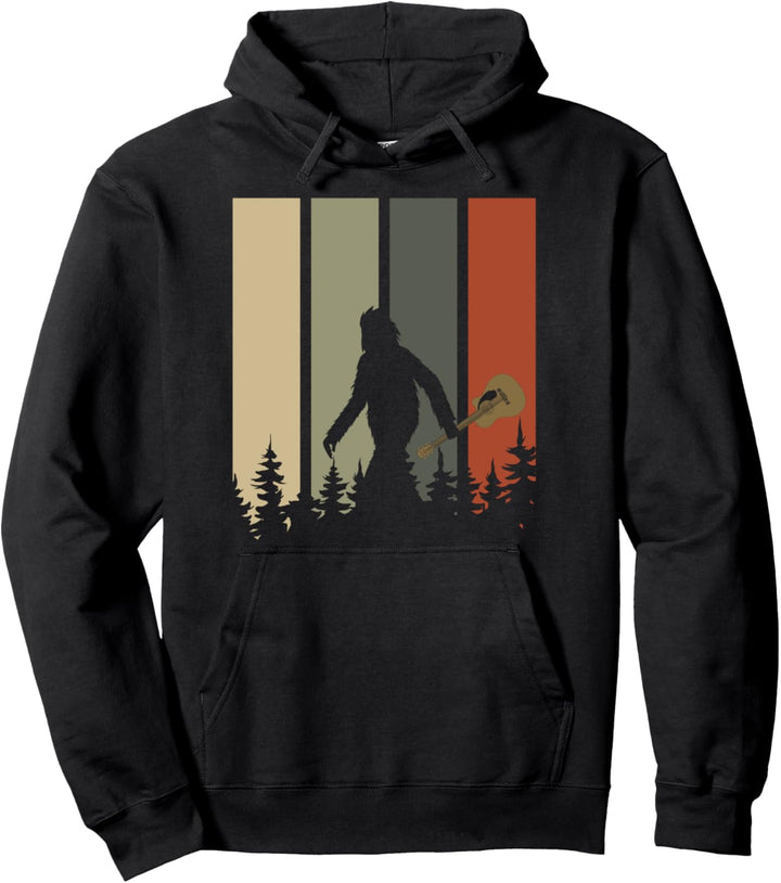Kryptozoologie Musiker Bigfoot Gitarrist Retro Gitarre Pullover Hoodie
