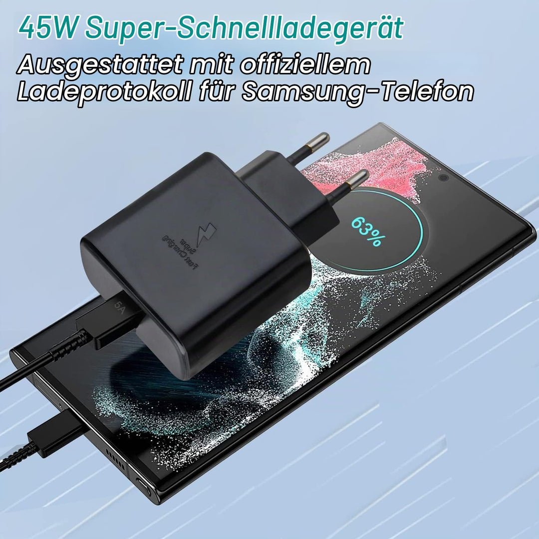 2er Pack USB C Ladegerät 45W mit Schnellladekabel für Samsung Galaxy S26 Ultra S25 S24 S23 S22 S21 S