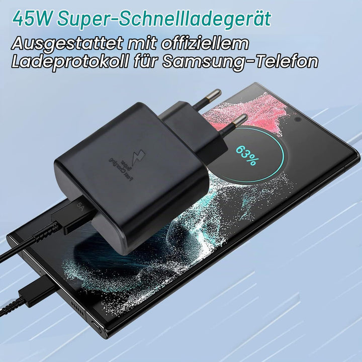 2er Pack USB C Ladegerät 45W mit Schnellladekabel für Samsung Galaxy S26 Ultra S25 S24 S23 S22 S21 S