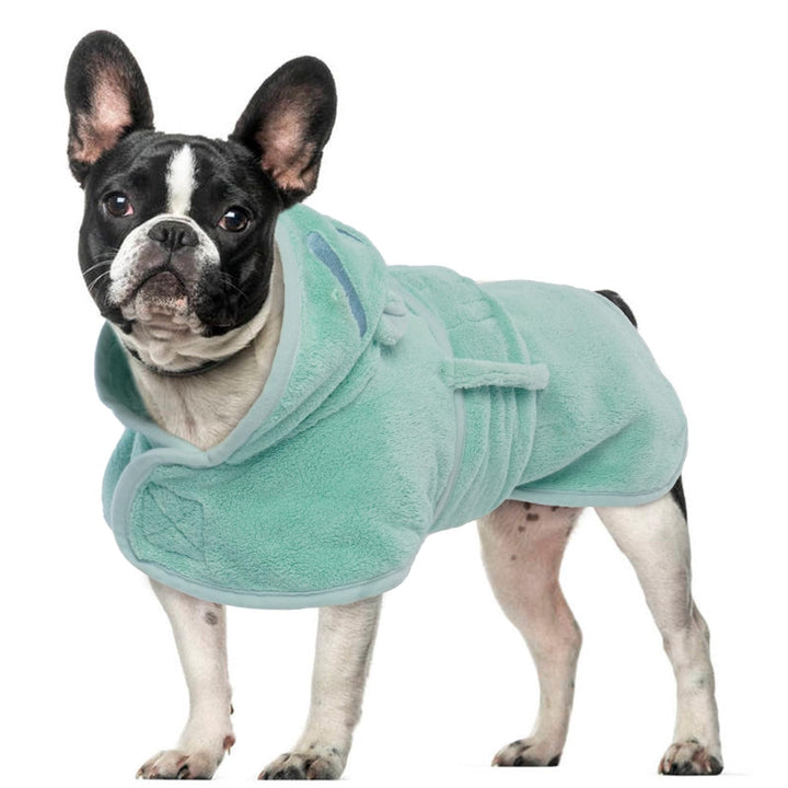 Hundetrockenmantel mit Kapuze, Mikrofaser Hundebademantel für mittelgrosse Hunde, verstellbare Bauch