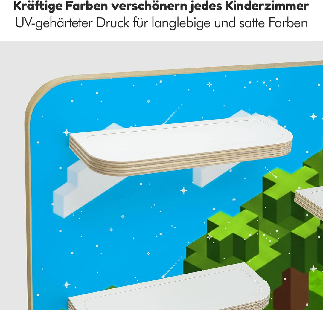 stadtecken Holzregal für Tonies &amp; Toniebox – Musikbox Wandregal aus 10mm Holz – Platz für 35-50 Figu