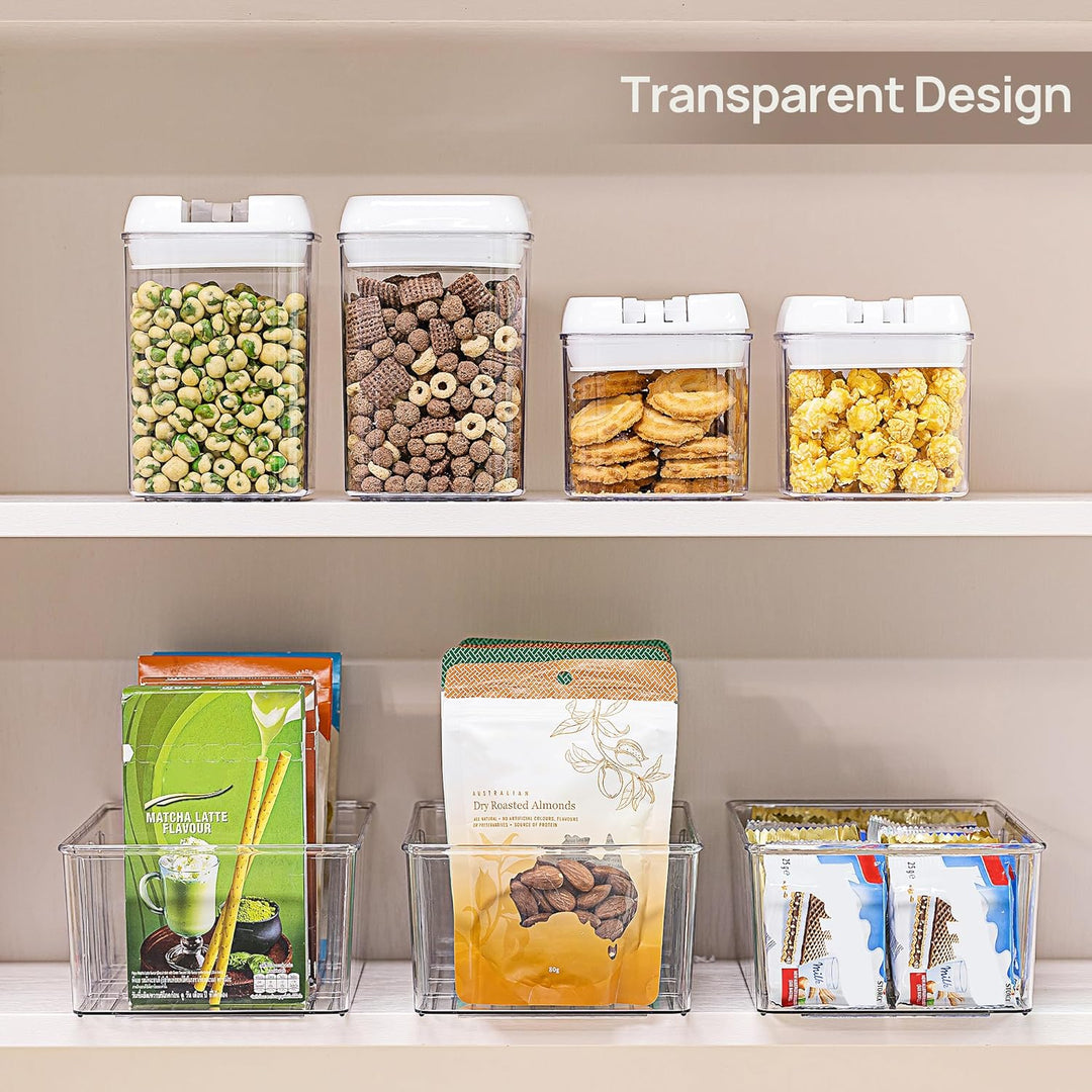Vtopmart 4er Set Kühlschrank Organizer mit 4 Fächern, BPA-Freie Küche Stapelbarer Lebensmittelaufbew