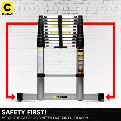 𝐂𝐑𝐀𝐅𝐓𝐅𝐔𝐋𝐋 Aluminium Teleskopleiter CF-101B | 𝟑 𝐉𝐀𝐇𝐑𝐄 𝐆𝐀𝐑𝐀𝐍𝐓𝐈𝐄 - Finger Protection - Ausziehleiter -