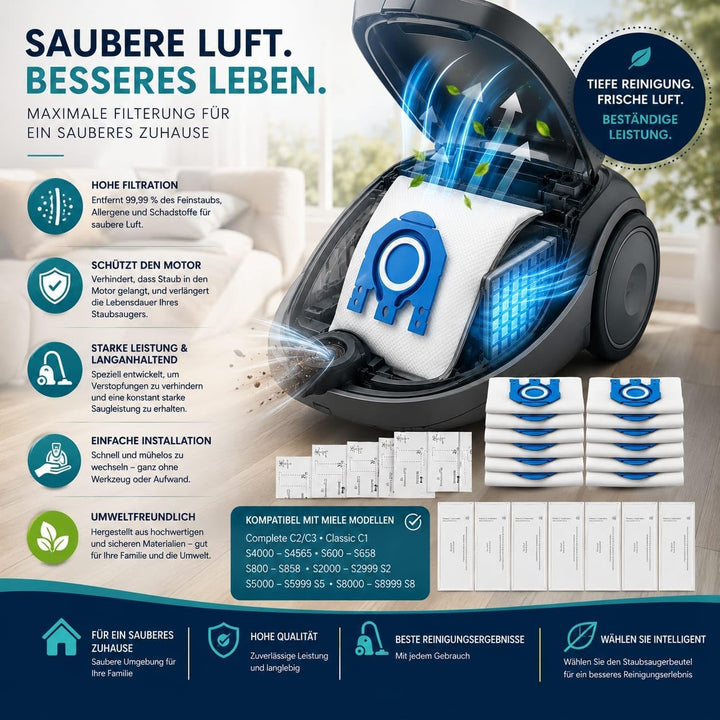16x Staubsaugerbeutel für Miele Staubsauger kompatibel mit Miele GN Serie S8340 S2 S4 S5 S6 S8, Comp