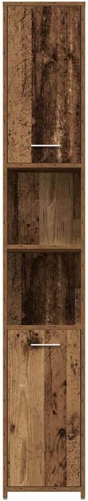 vidaXL Badschrank Altholz-Optik 30x30x183,5 cm Holzwerkstoff, Badezimmerschrank, Badschrank hoch, Ba