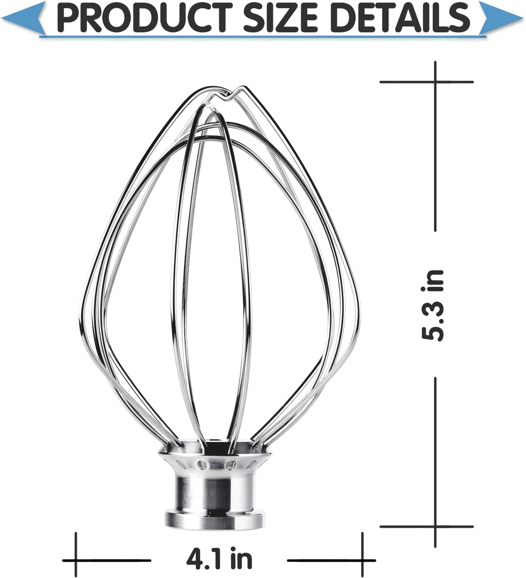 Schneebesen Edelstahl für KitchenAid 3,5 Quart Kippkopf-Standmischer KSM3311 und KSM3316, K35WW Rühr