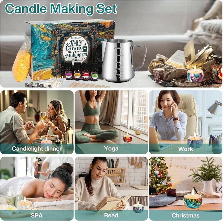 BGIUSQF Kerzen Selber Machen Set, DIY Kerzenherstellung Kit, Duftkerze Geschenke Kerzenherstellung K
