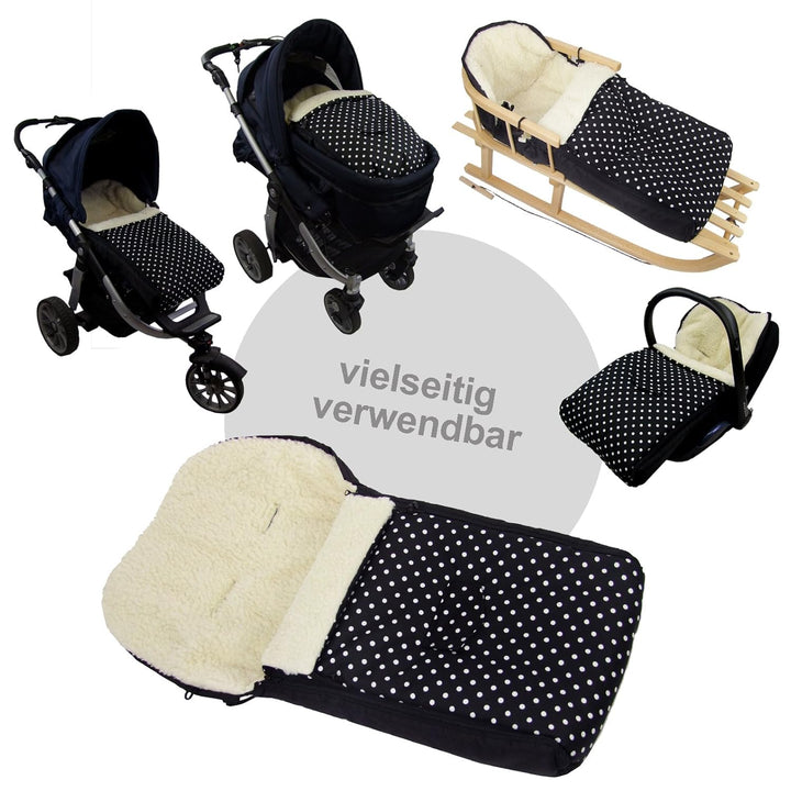 universaler Winterfusssack (108cm), auch geeignet für Babyschale, Kinderwagen, Buggy, aus Wolle DESI