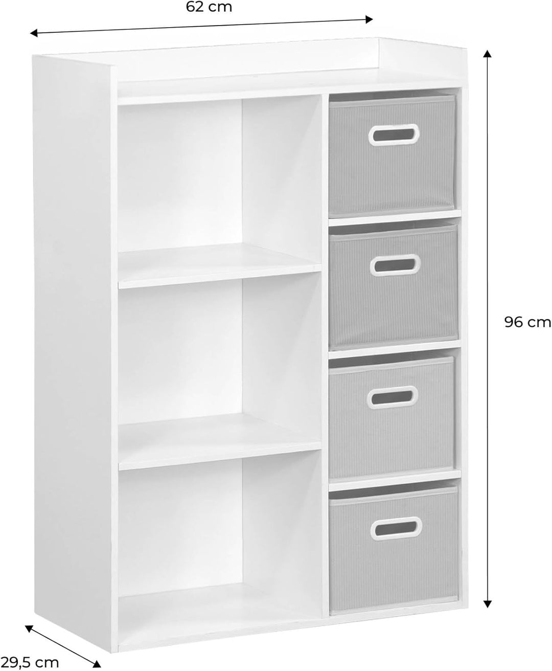 Aufbewahrungsmöbel für Kinder mit 7 Fächern und 2 rosa und 2 grauen Boxen - Camille