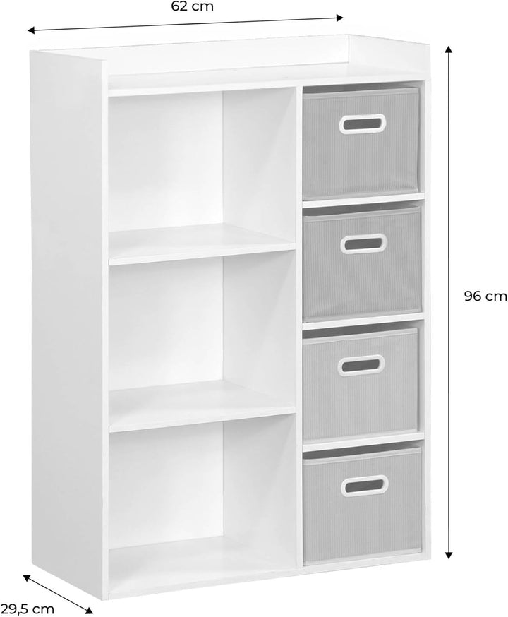 Aufbewahrungsmöbel für Kinder mit 7 Fächern und 2 rosa und 2 grauen Boxen - Camille