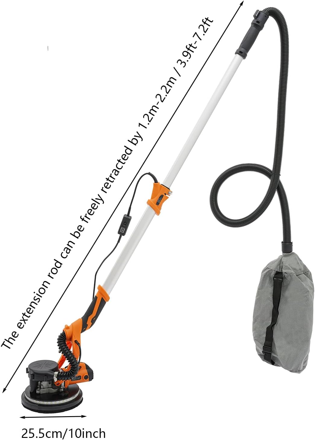 Elektrischer Decken und Wandschleifer mit Staubabsaugung, 1250W Trockenbauschleifer mit Variabler Ge