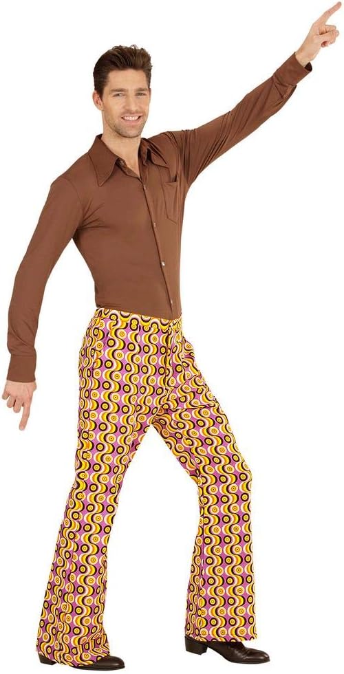 shoperama 70er Jahre Retro Herren Hose mit und ohne Muster Disco Kostüm Siebziger Schlager, Grösse:X