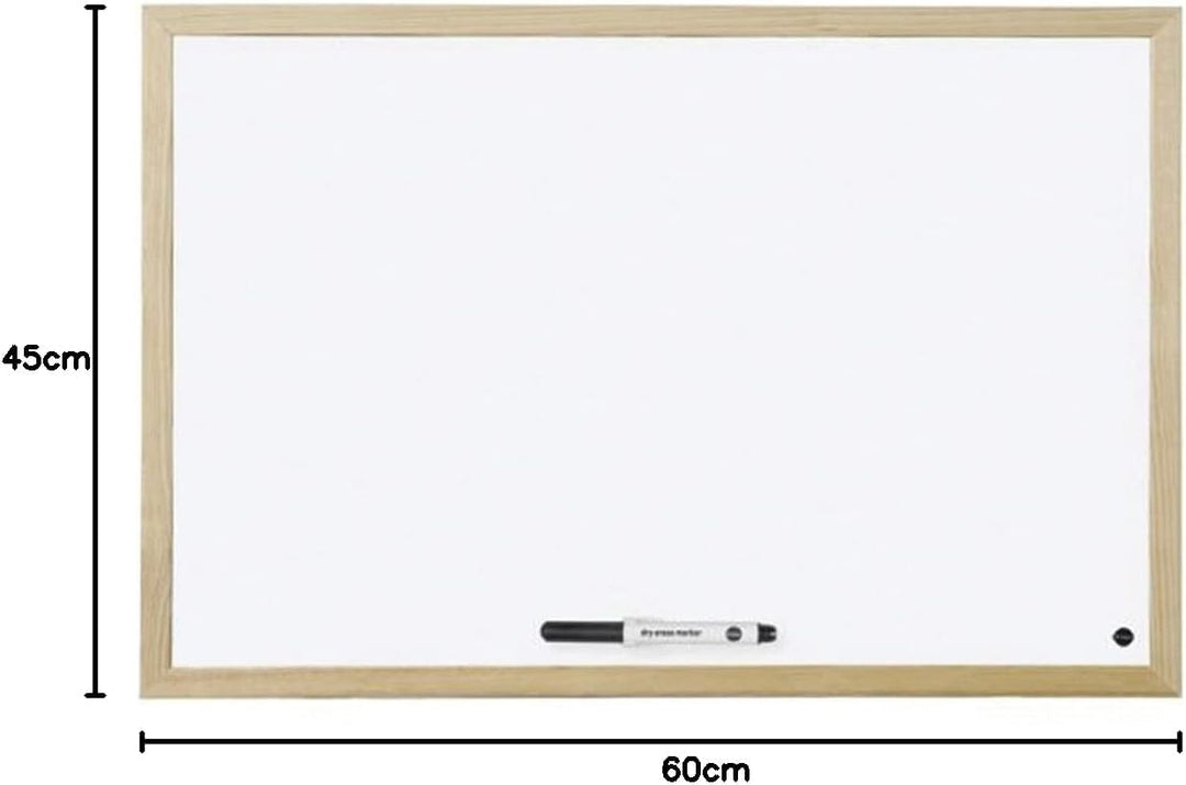 Bi-Office Budget Whiteboard mit Holzrahmen, trocken abwischbar, 5 Grössen wählbar, 60 x 45 cm 60x45