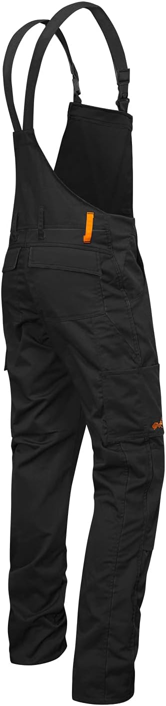 strongAnt Latzhose Herren Stretch Arbeitshose Arbeitslatzhose mit Kniepolstertaschen Schwarz Grau We