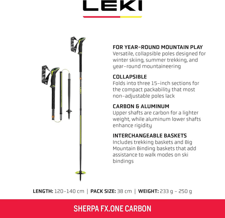 LEKI Sherpa FX.One Carbon Stöcke (38)135 naturalcarbon - neongelb - white, (38)135 naturalcarbon - n