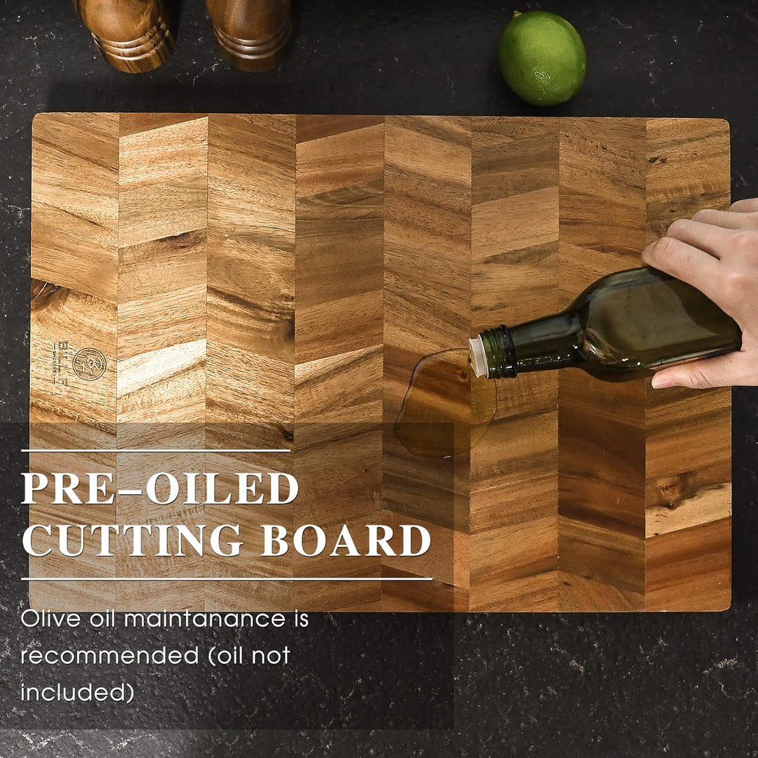 BILL.F Holz Schneidebrett, Acacia Holz Schneidebrett für Küche,Multifunktionales küchenbrett, servie
