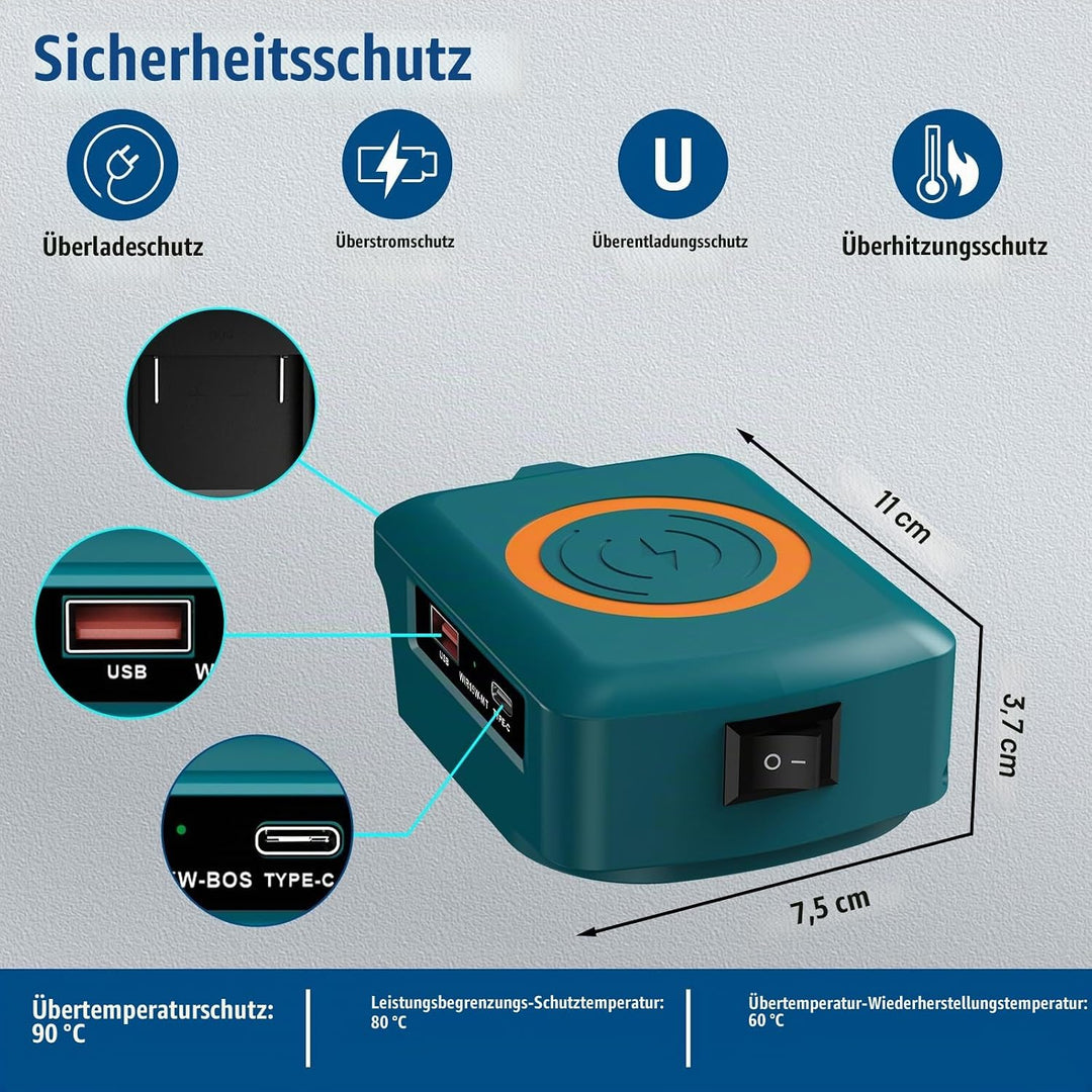 Handy Wireless Ladegeräte für Bosch Professional 18V System Batterie GBA 18V Batterien, 15W Handy La