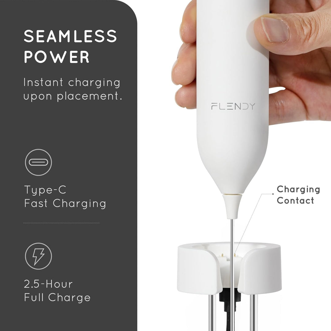 Wiederaufladbarer Hand Milchaufschäumer Stab, Aufschäumer Stab mit USB-C Ladehalterung, Mini Milchau