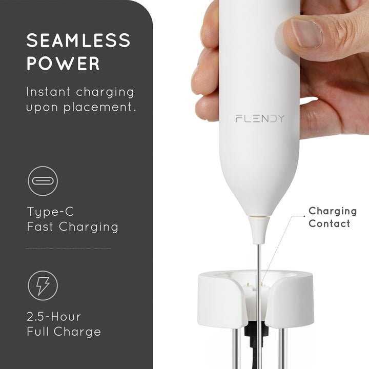 Wiederaufladbarer Hand Milchaufschäumer Stab, Aufschäumer Stab mit USB-C Ladehalterung, Mini Milchau