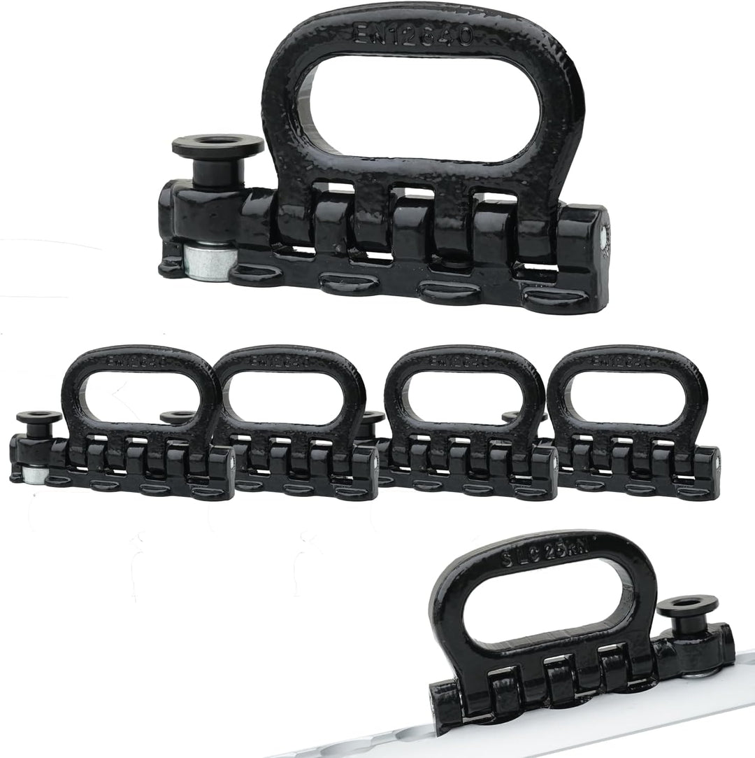 4 Stück | Vierfach Fitting | für Airlineschiene | Endbeschlag | Endfitting | 4000 daN | klappbar