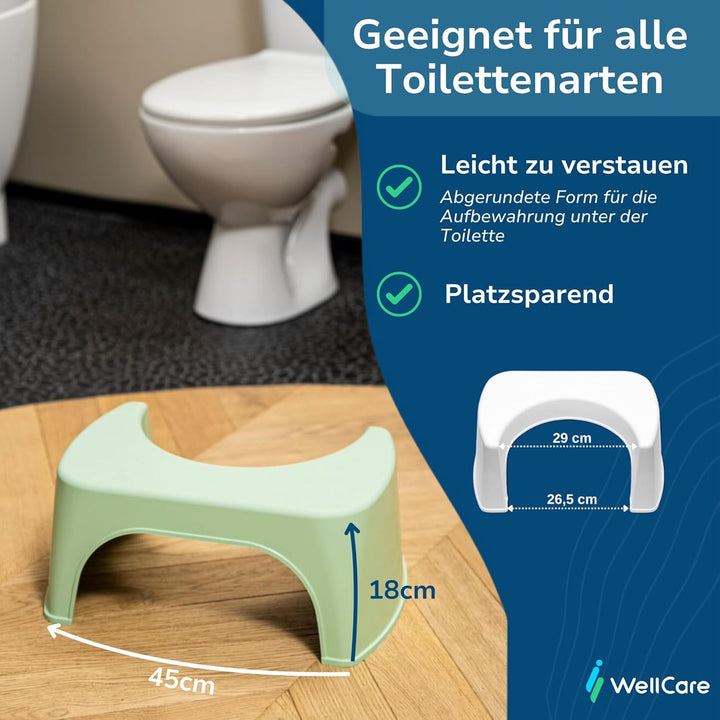 Well Care Toilettenhocker Grün - WC Hocker fur Erwachsene - Hergestellt aus Recyceltem Kunststoff -