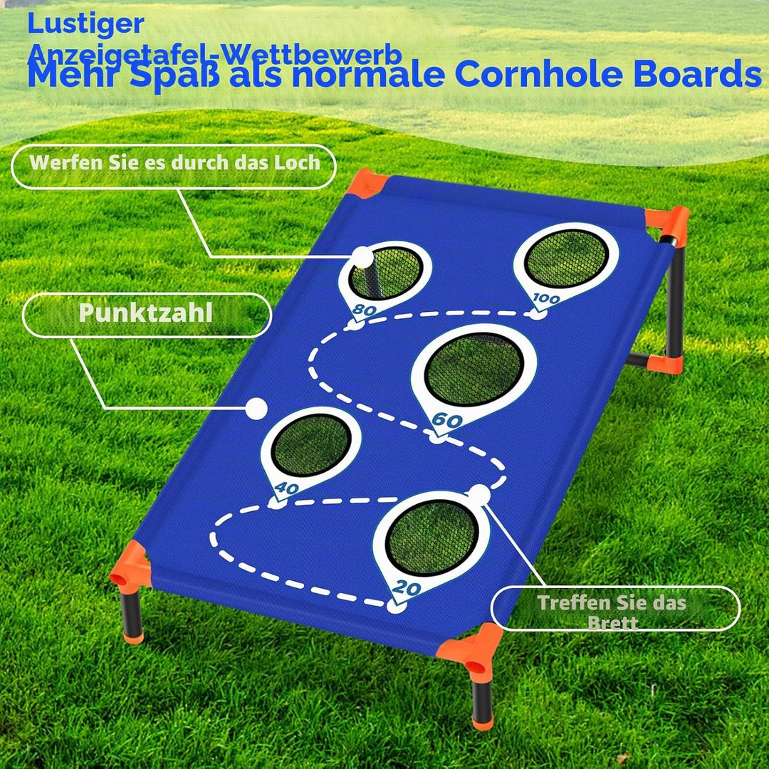Tragbar Cornhole Spiel Outdoor Cornhole Säckchen mit PVC gerahmt und fünf Löchern zum Punkten für Ki