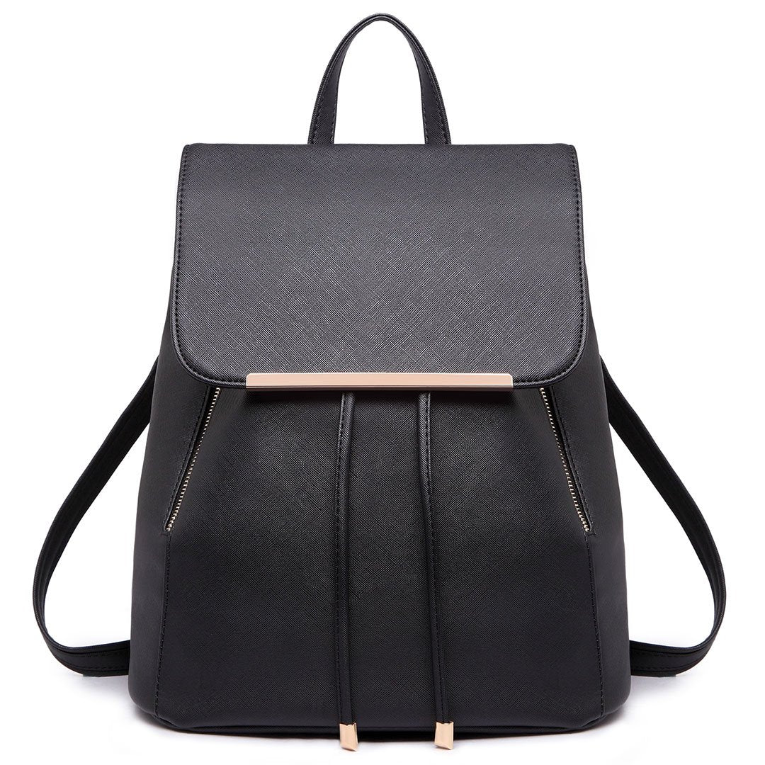 Miss Lulu Rucksack Damen Kunstleder Rucksack Damen Elegant Rolltop Rucksack Damen Tunnelzug-Design C