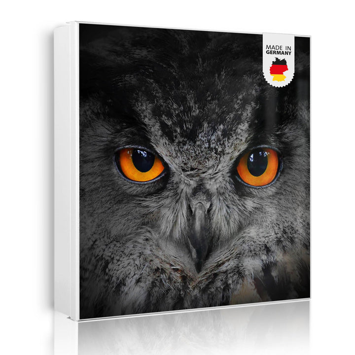 banjado® Grosser Schlüsselkasten Glas/Schlüsselbox 30cm x 30cm mit 50 Haken - Motiv Uhu/Schlüsselkas