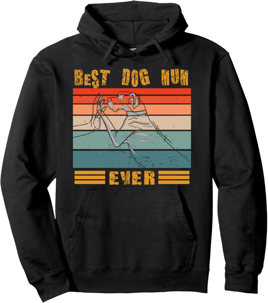 Retro Vintage Best Dog Mum Ever Bump Fit Hundemama Geschenk Pullover Hoodie