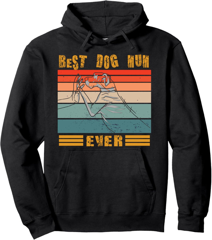 Retro Vintage Best Dog Mum Ever Bump Fit Hundemama Geschenk Pullover Hoodie