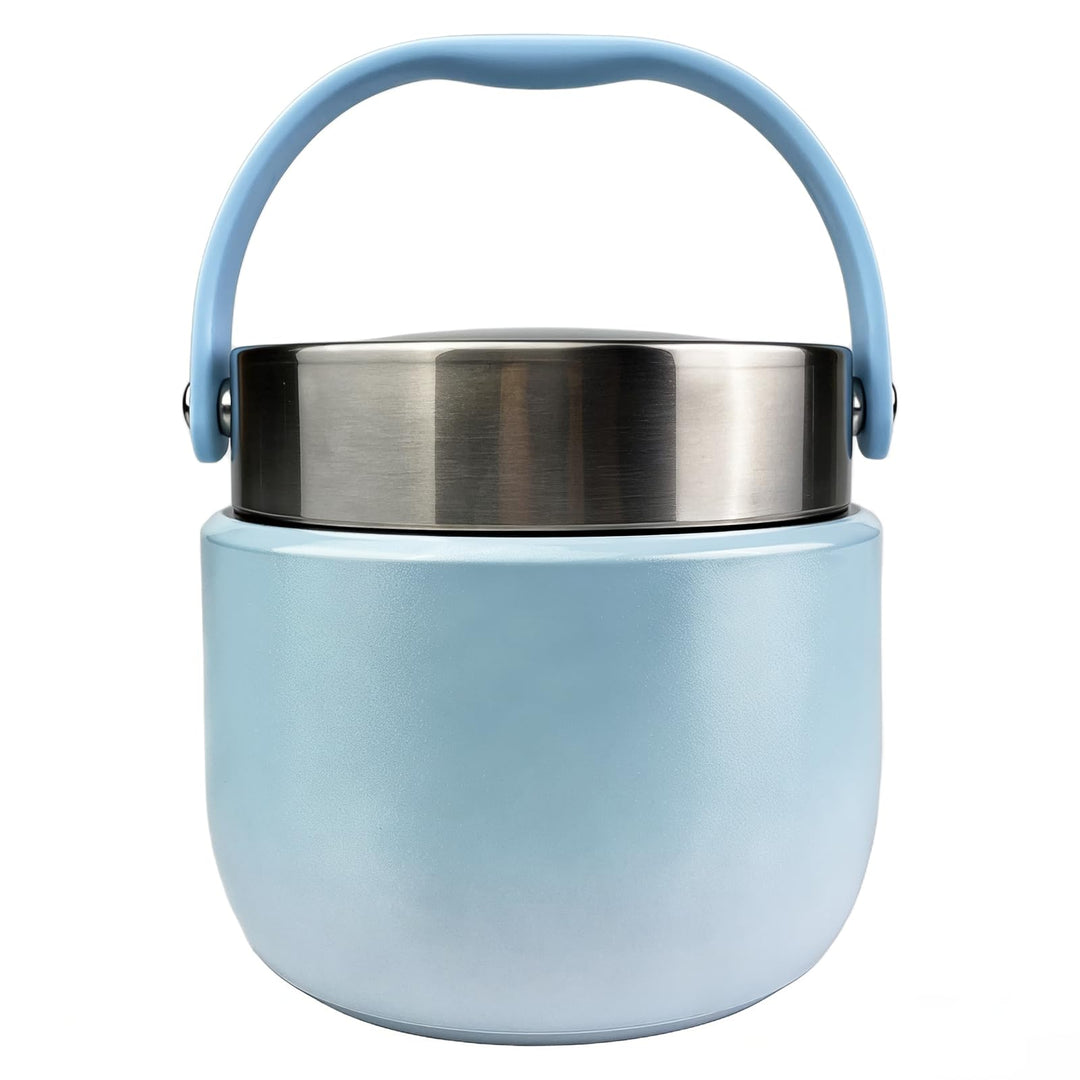 Thermobehälter für Essen 1200 ml, Edelstahl, Inklusive eines klappbaren Edelstahllöffels, Leicht zu