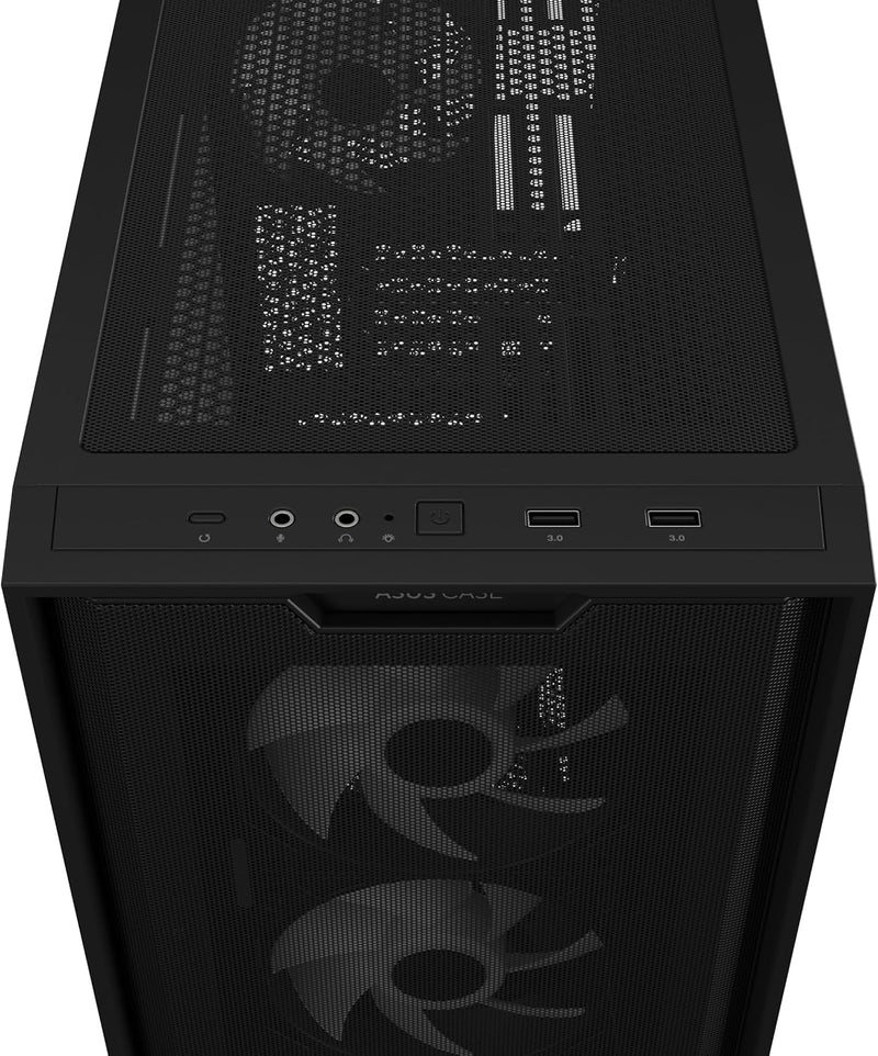 ASUS A21 Plus TG ARGB Black microATX PC Gehäuse (vorinstallierte ARGB-Lüfter, Mesh Frontpanel, kompa