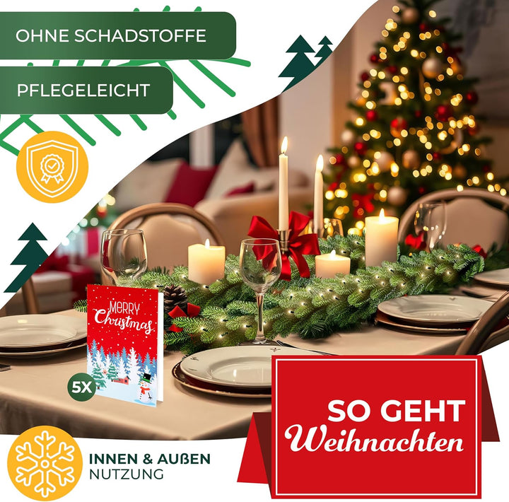 KESSER® Weihnachtsgirlande 10m mit Beleuchtung 200 LEDs - 6 Stunden Timer - LED Kette 8 Leuchtmodi -