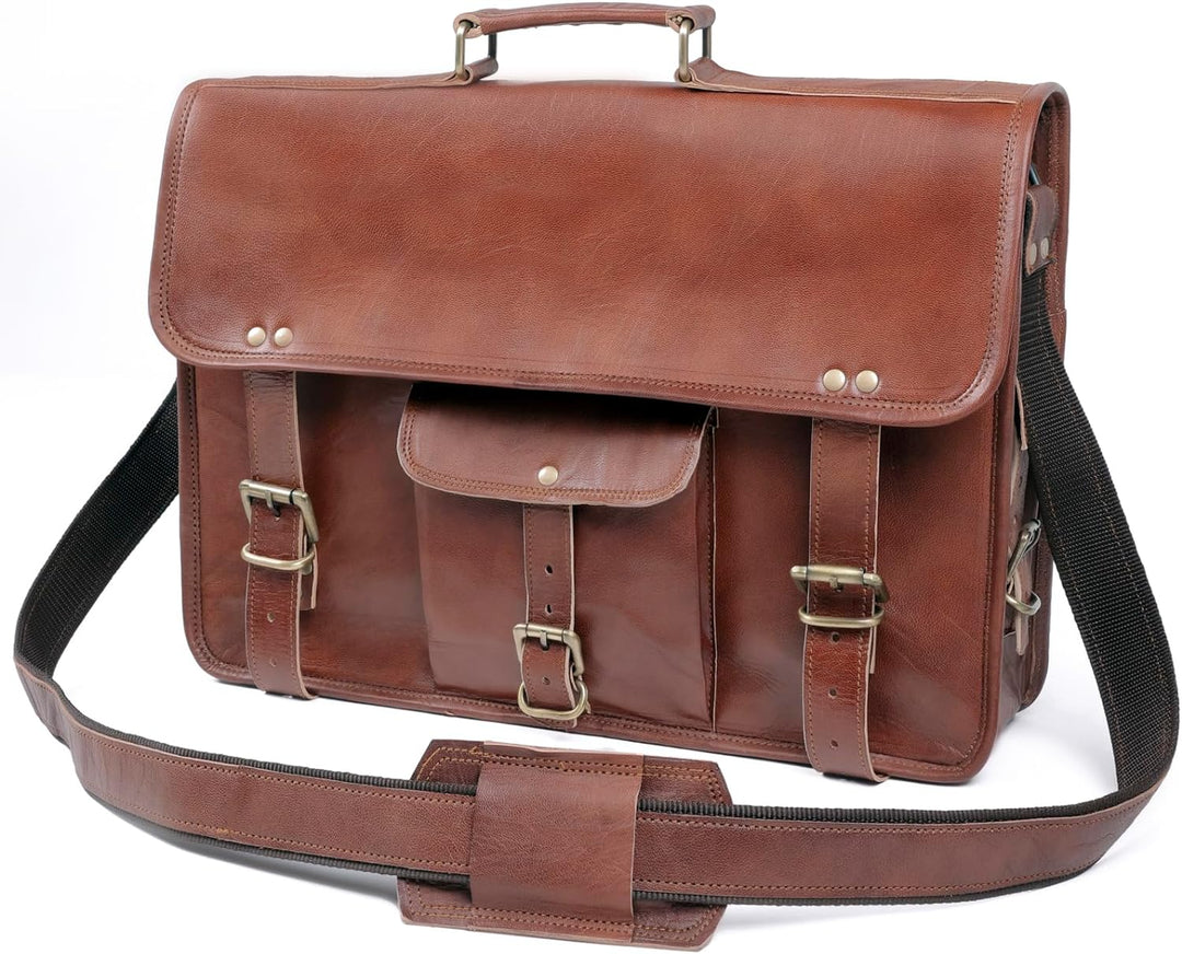 Honey Leather Exporters Umhängetasche Aktentasche aus Leder für Büro Laptop Tasche für Damen und Her