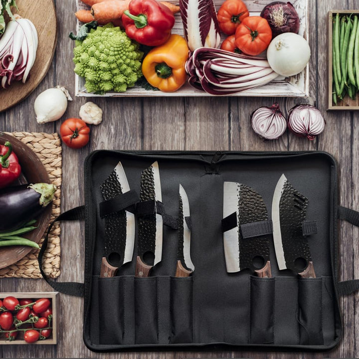 5 Stücke Kochmesser, Küchenmesser- Handgeschmiedet Chefmesser,Perfekt zum Schneiden Messer, Japanisc