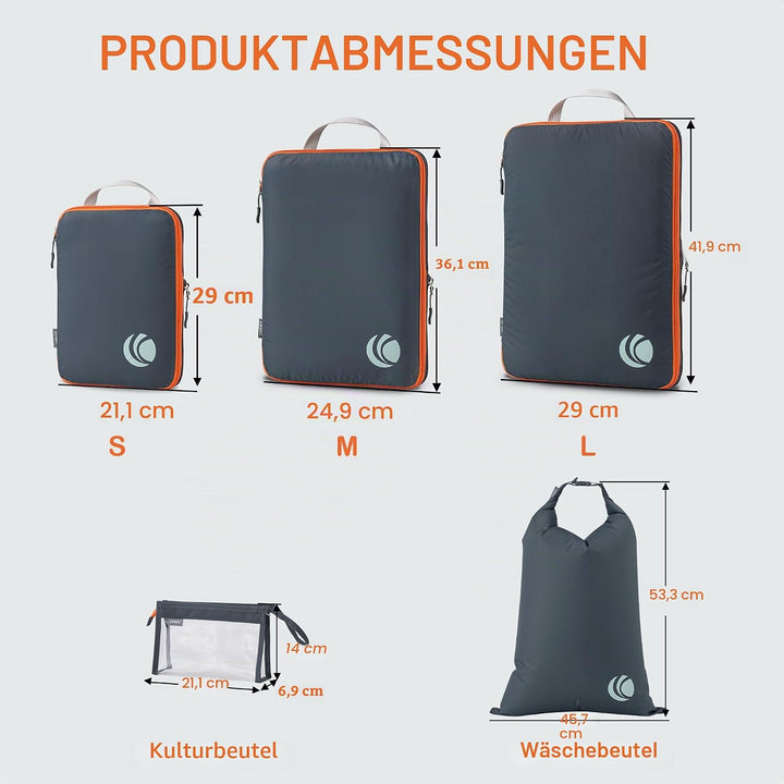 Cipway Kompression Koffer Organizer Set für Rucksack ，Ultraleichte Packtaschen Compression Packing C