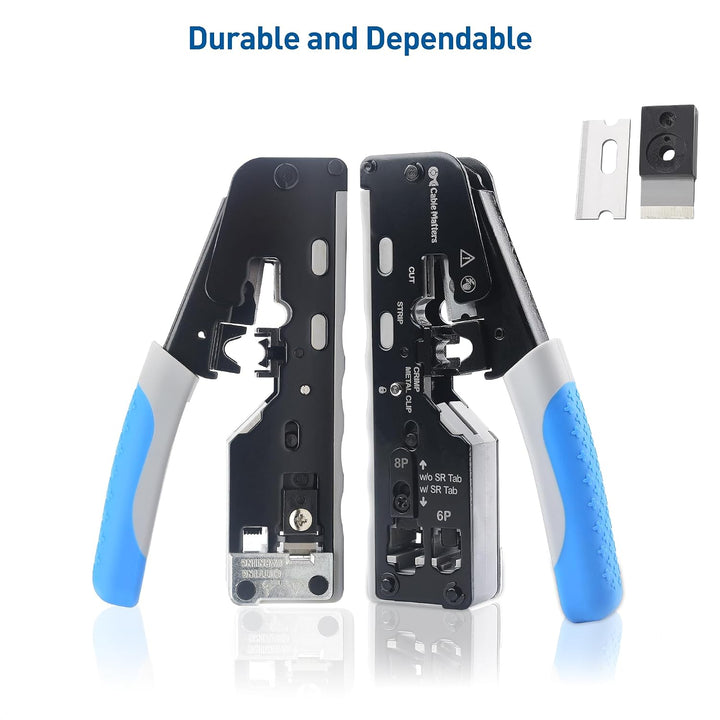 Cable Matters All-in-One RJ45 Crimpzange für geschirmte Pass-Through RJ45 Stecker - Cat8 Crimpwerkze