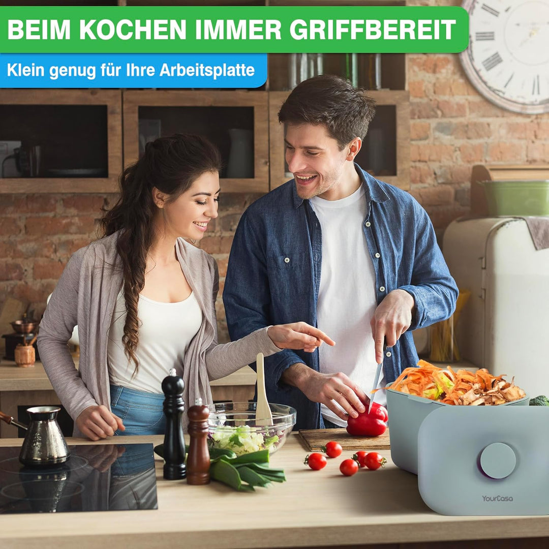 YourCasa Biomülleimer Küche 5L - Komposteimer für alltäglichen Biomüll Behälter - Spülmaschinenfest