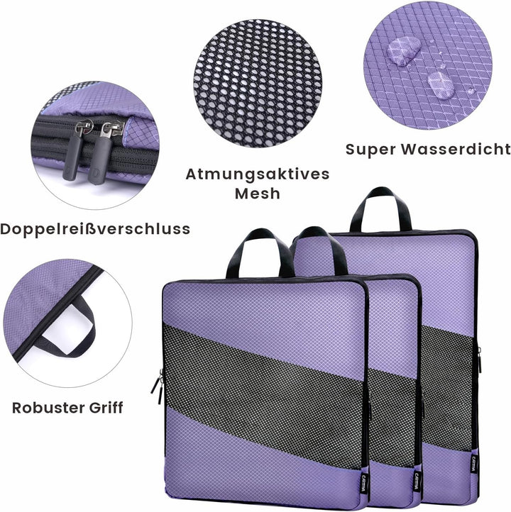 Koffer Organizer Kompression Set, Packwürfel Set Kompression Ihres Reisegepäcks, Compression Packing