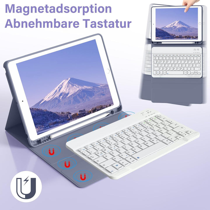 Tastatur Hülle für iPad 10.2 Zoll (9./8./7. Generation - 2021/2020/2019), Soft TPU Rückseite Gehäuse