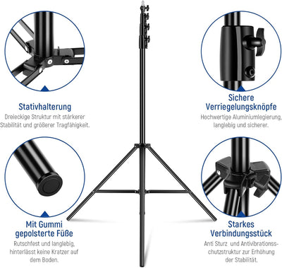 NEEWER 4m Lichtstativ, Luftgepolstertes Heavy Duty Metallstativ für Ringlicht Fotografie Lampen mit