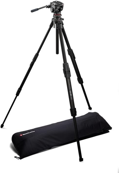 Manfrotto 500X Fluid Videokopf mit ONE Hybrid Aluminium Stativ – Foto & Video Stativ Kit, 5kg Tragla