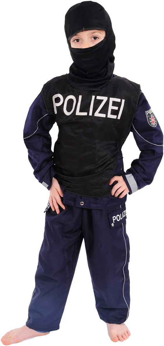 Polizei Kinder Einsatzkommando Kostüm 134 - 140 für Fasching Karneval Polizist