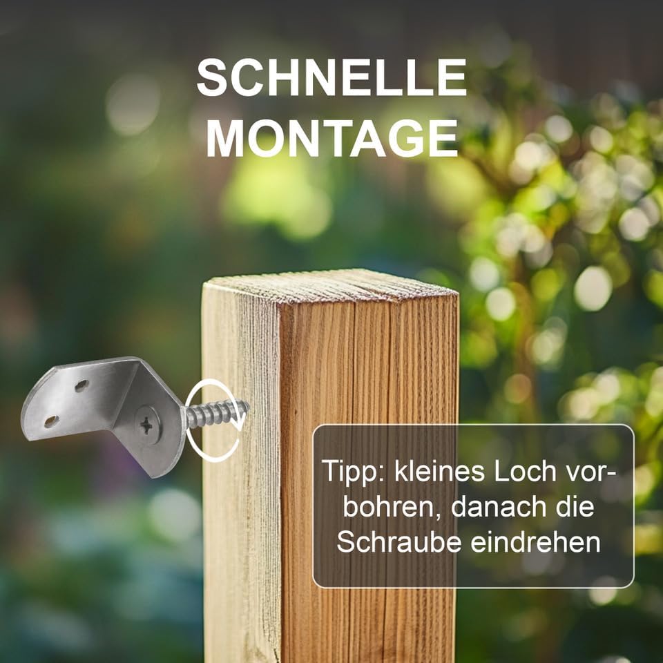 24-72 Stück h2i Flechtzaunhalter aus Stahl - L-Form 30 x 35 x 40 mm/verzinkt/schwarz verzinkt/Edelst
