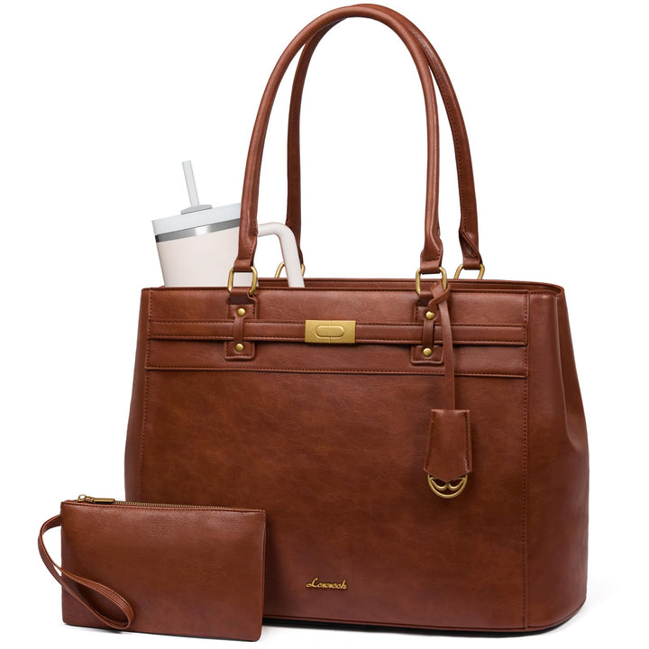 LOVEVOOK Handtasche Damen Gross, 15,6 Zoll Elegant Laptoptasche Arbeitstasche, PU Leder Business Sho