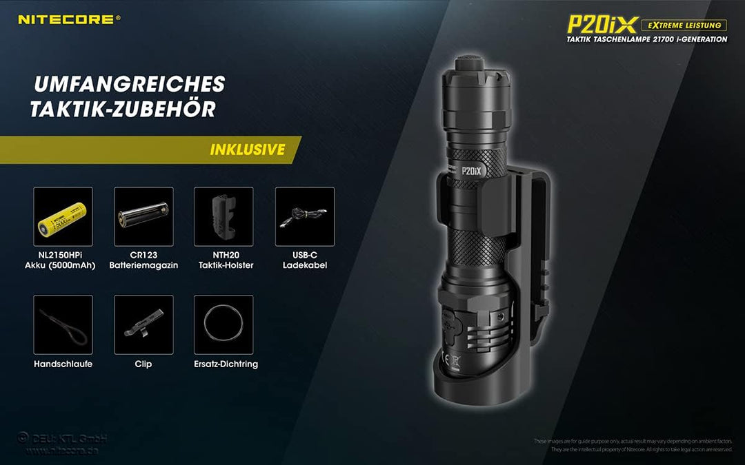 Nitecore P20iX - 4000 Lumen, integrierte Ladefunktion, inkl. Li-Ion Akku Single, Single
